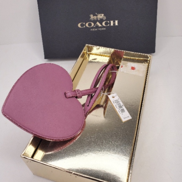 Coach Other - Coach Bag Luggage Charm Boxed Heart Ornament Pink